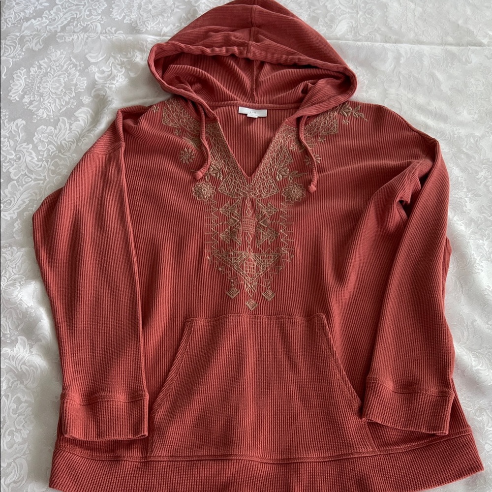 J. Jill Terracotta Embroidered Hoodie